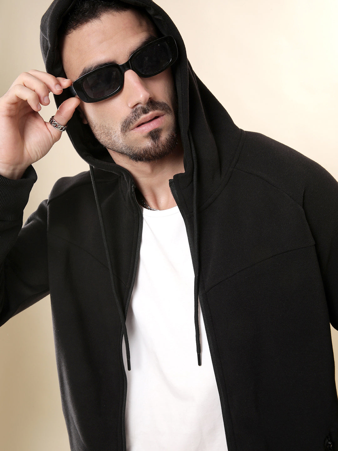 Bold Black Fleece Hoodie