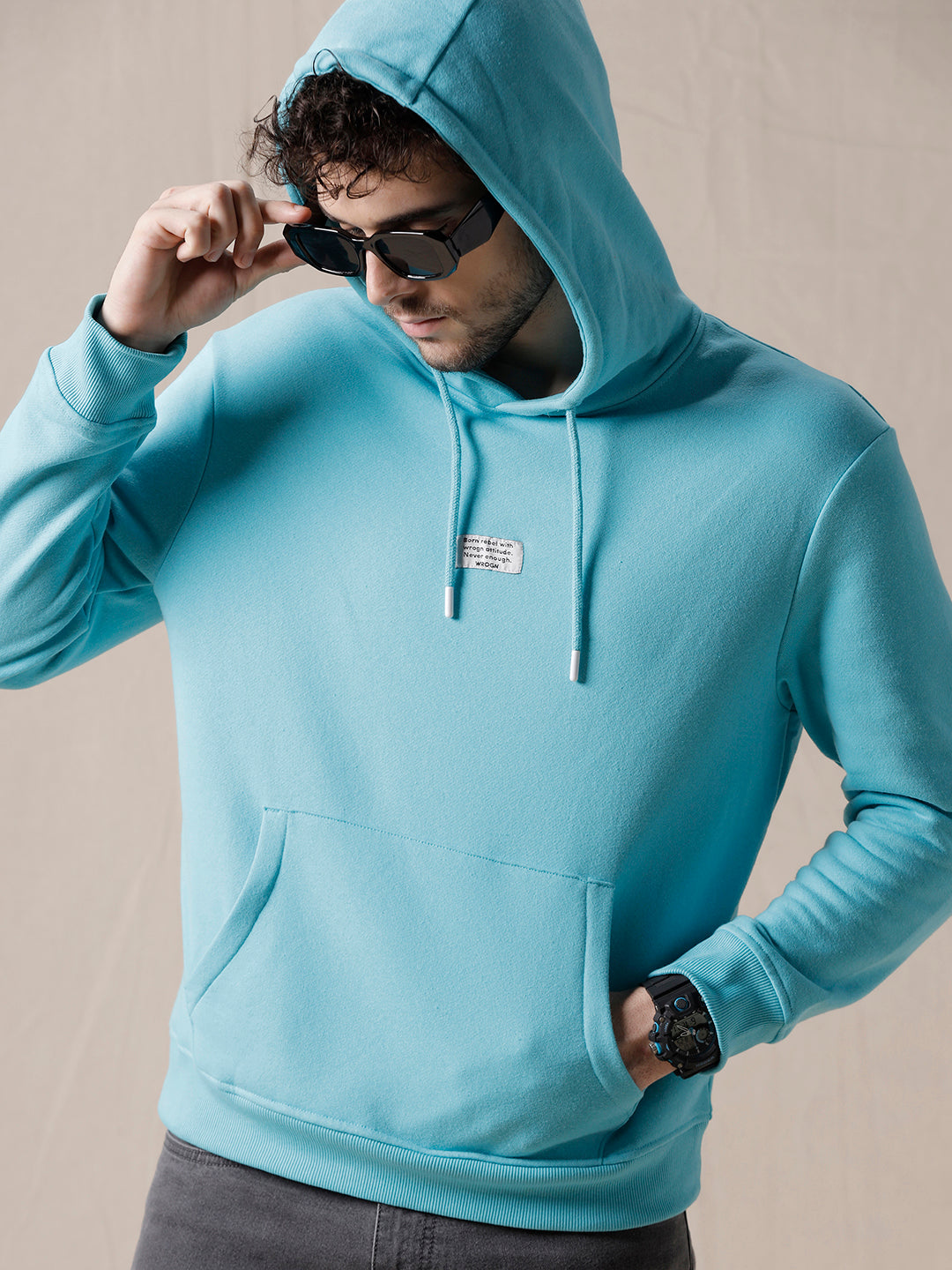 Minimalist Typography Blue Hoodie