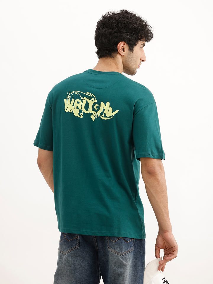 Oversized Placement Printed T-Shirt | Dark Green