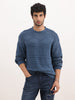 Textured Oversized Fit Knitted Sweater | Blue