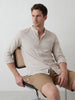 Classic Solid Mandrin Collar Shirt | Grey