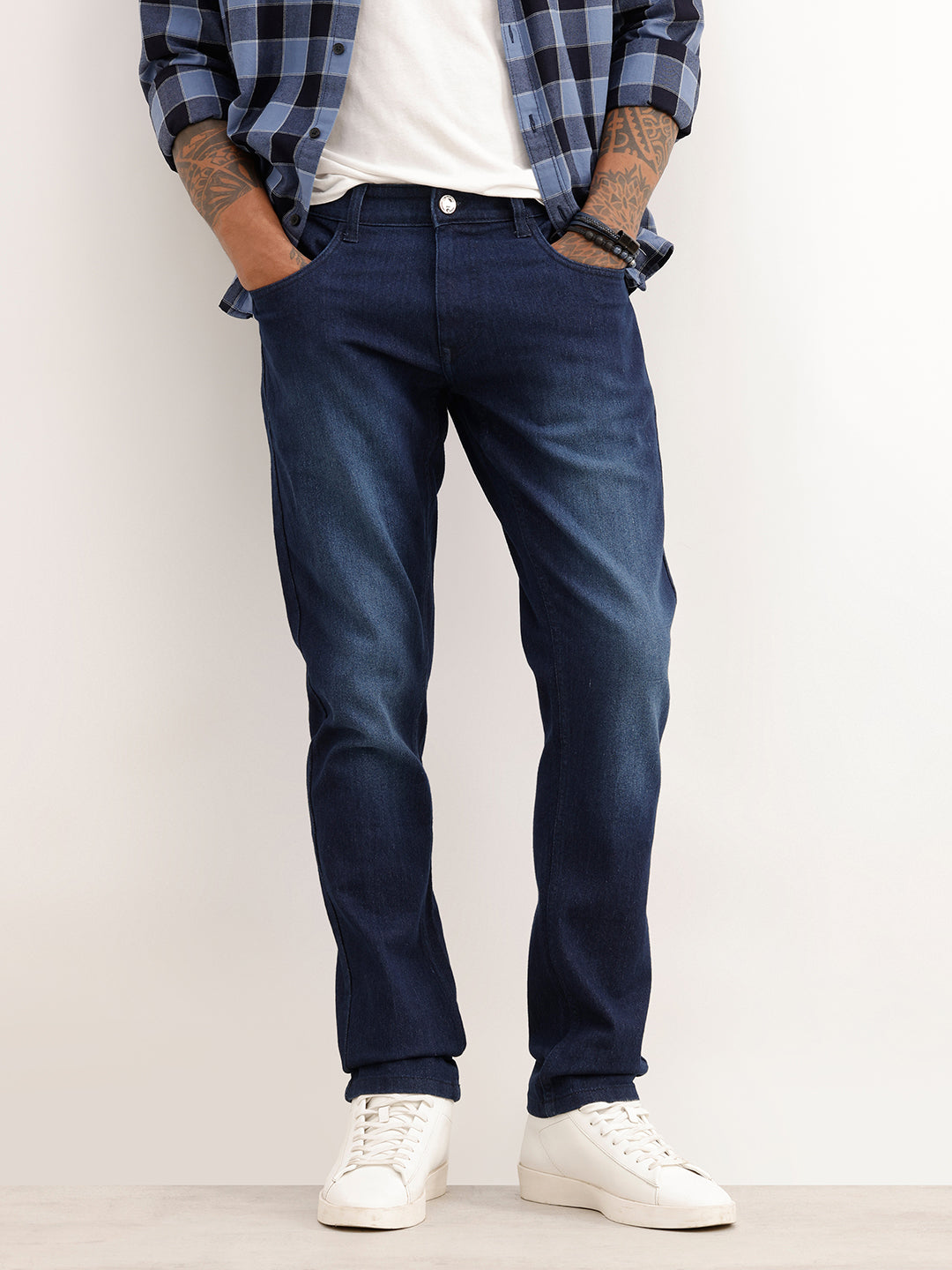 Faded Slim Fit Denim Jeans | Dark Blue