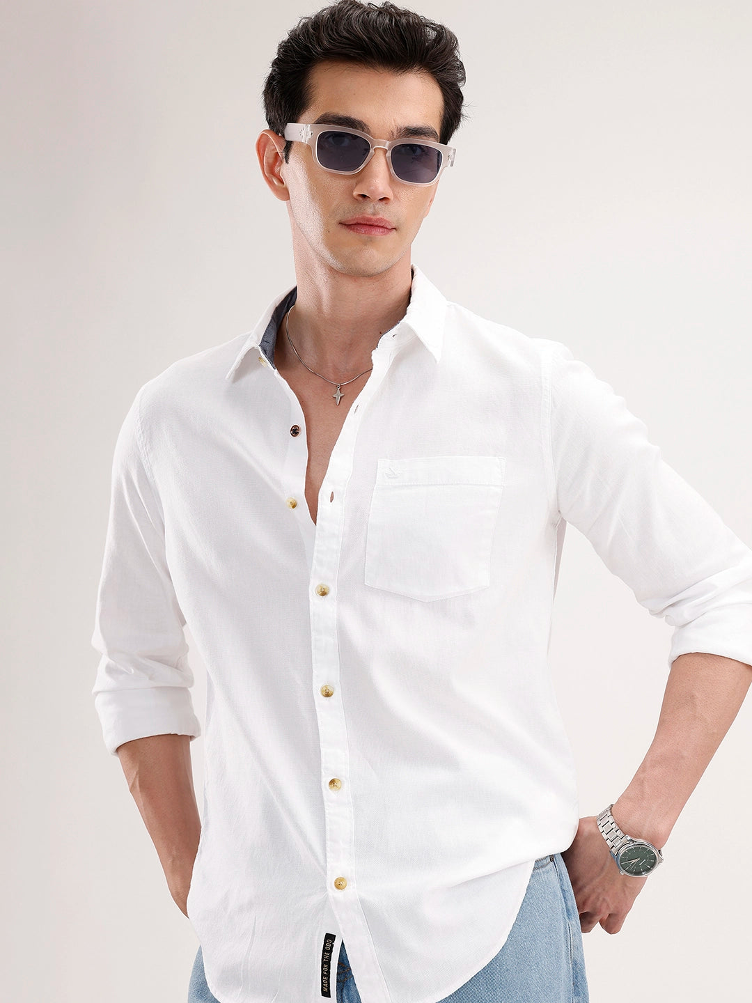 Solid Regular Fit Shirt | White