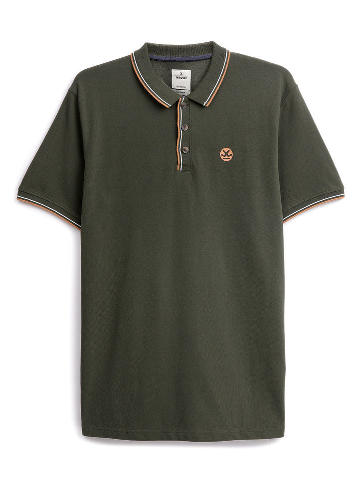 Olive Tipping Collar Polo
