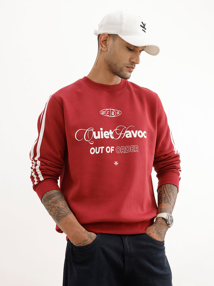 Classic Placement Printed Sweatshirt | Red
