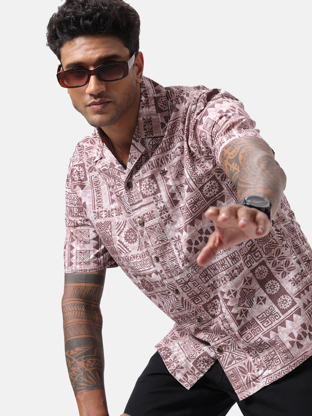 Abstract Pink AOP Spoyl Shirt