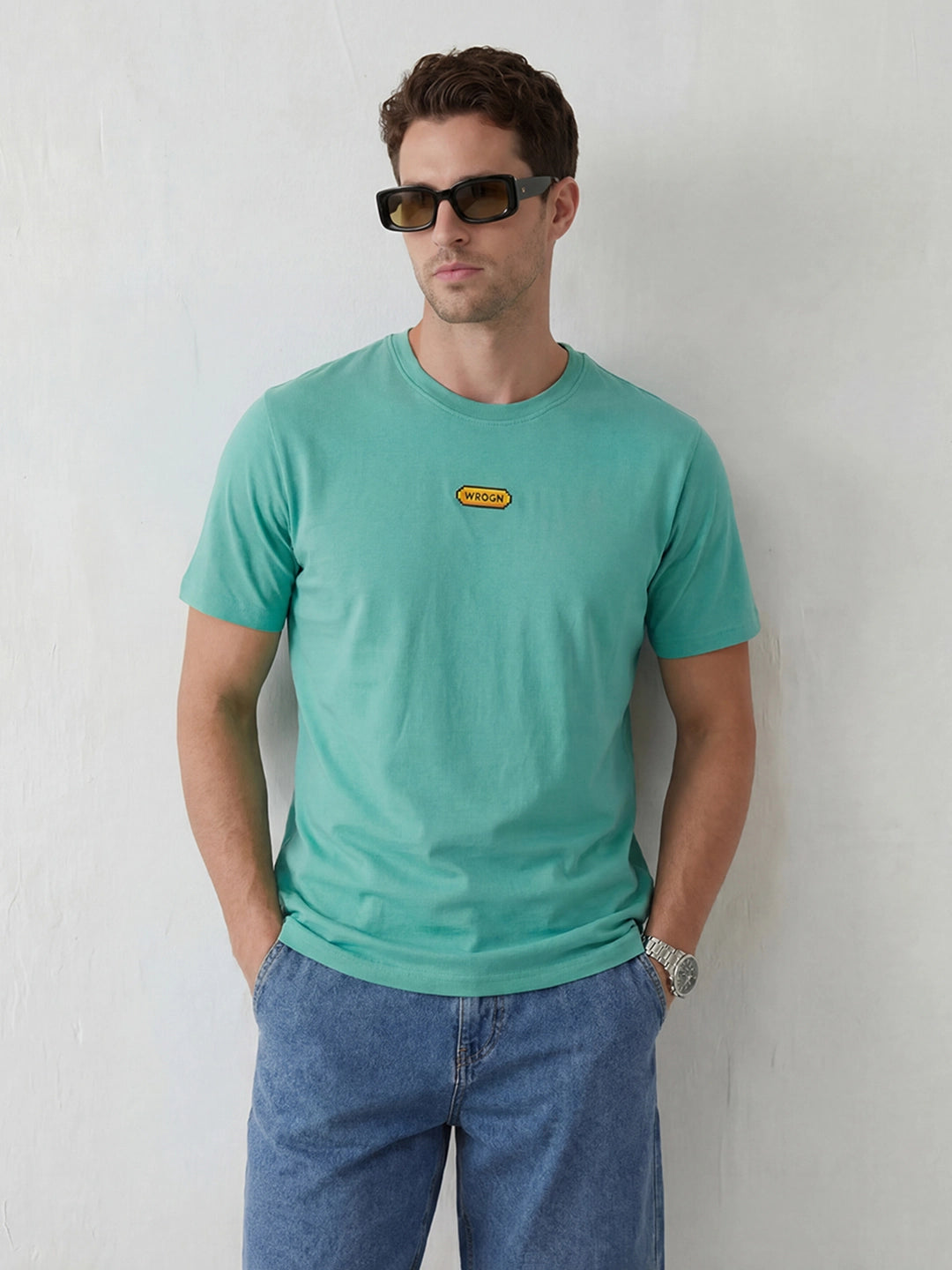 Slim Fit Placement Printed T-Shirt | Green