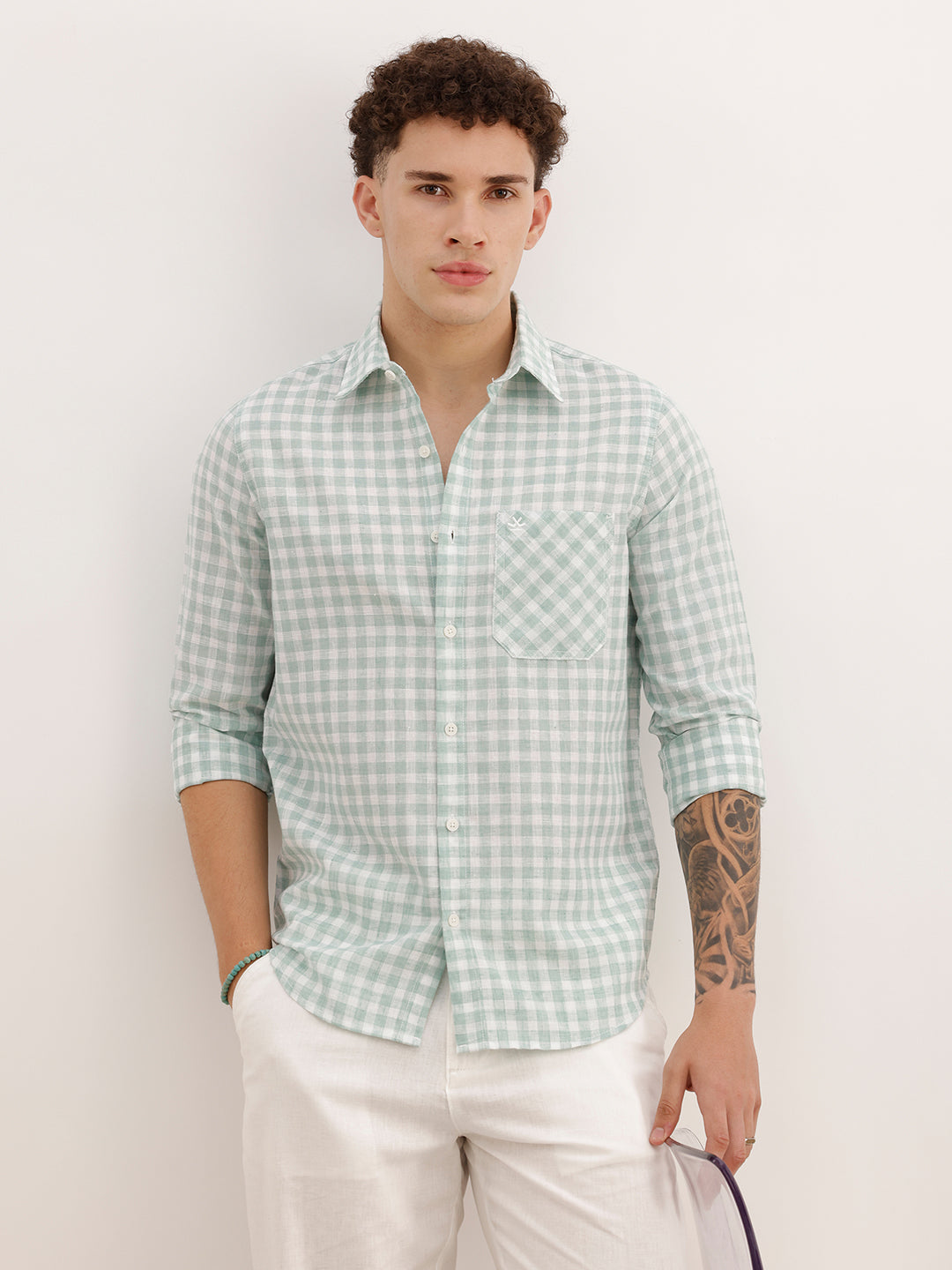 Regular Fit Full Sleeve Checkered Shirt | Green | WWSH0722MAZ