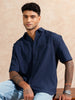 Classic Textured Short Sleeve Shirt | Navy