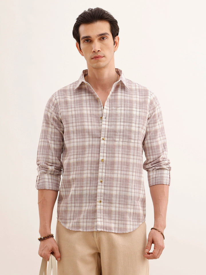 Regular Fit Checkered Shirt | Pink