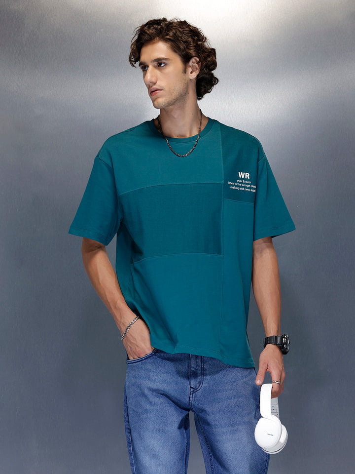 Men’s Dual-Texture Oversize Patch Tee | Green