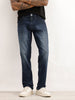 Faded Straight Fit Denim Jeans | Blue