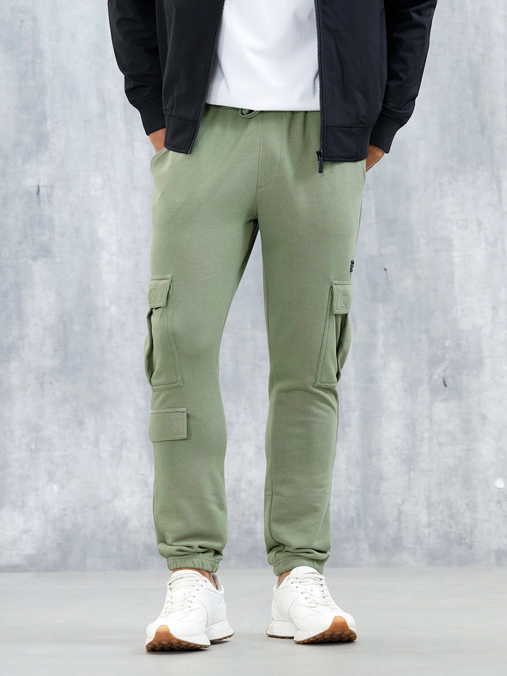 Men's Casual Straight Fit Cargo Knit Jogger | Olive