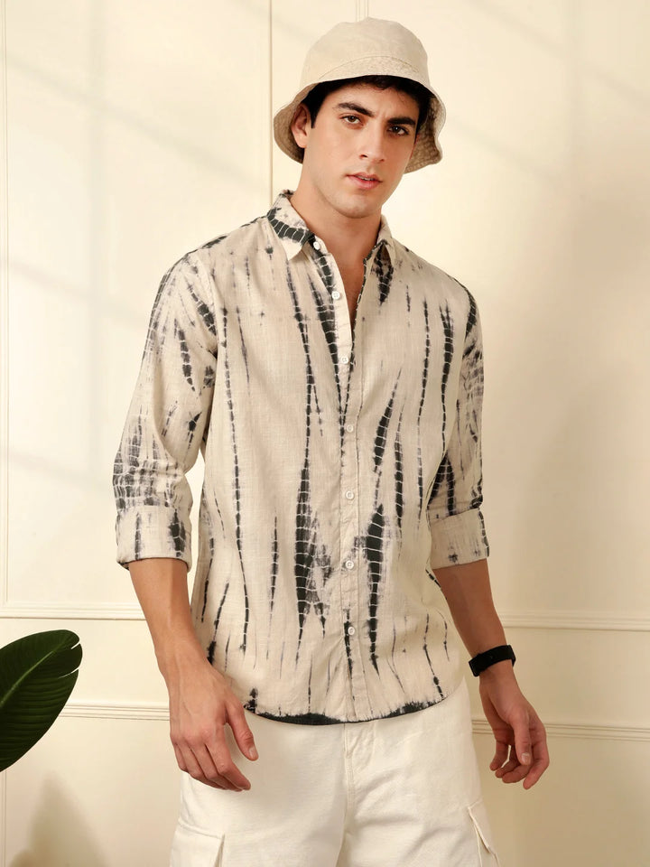 Beige Dyed Full Sleeve Shirt