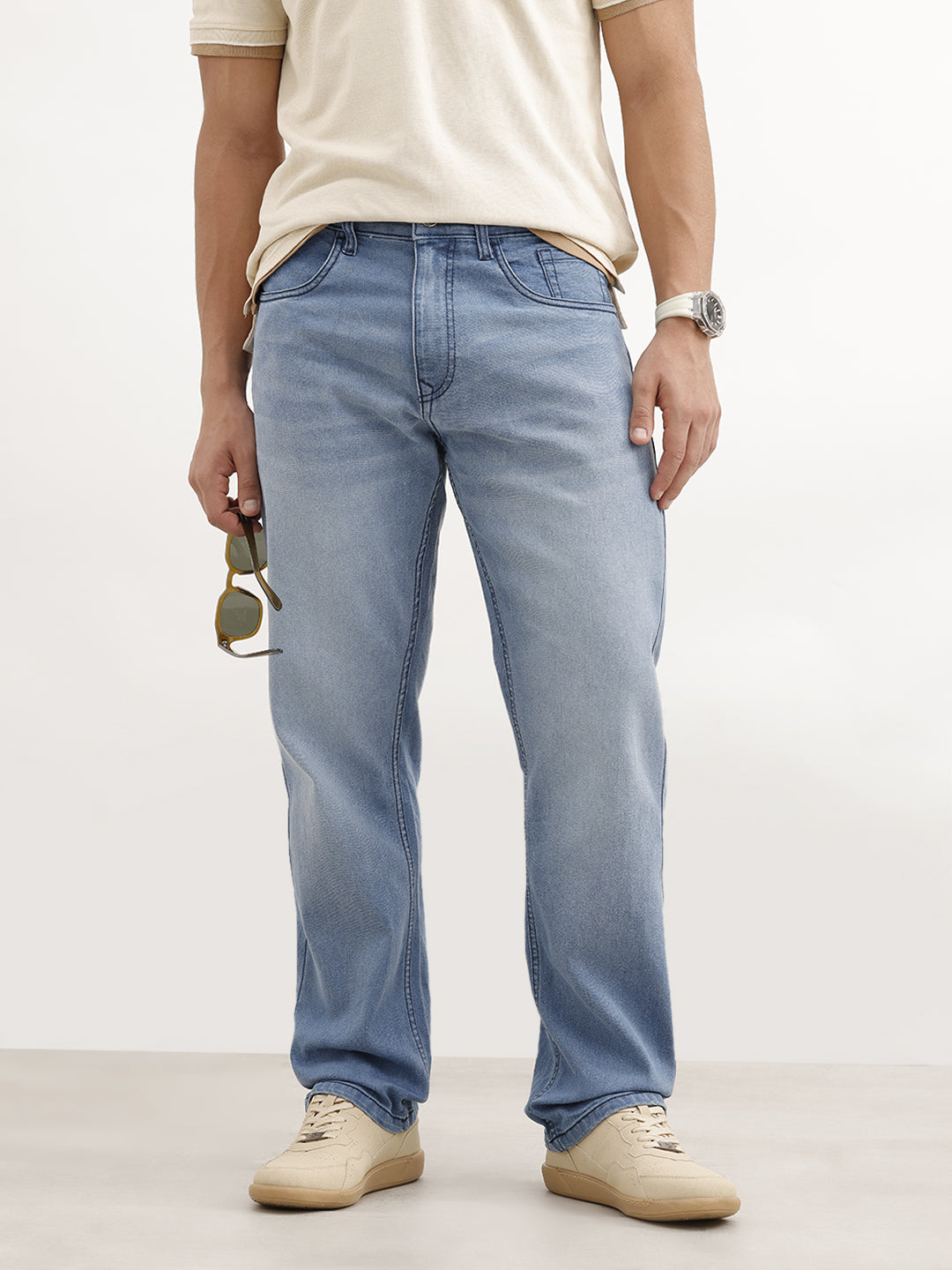 Anti Fit Solid Denim Jeans | Light Blue