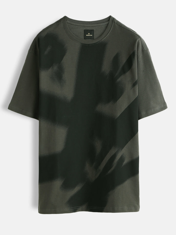 Heavy GSM Hazy Logo Oversized T-Shirt | Charcoal