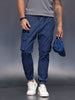 Men's casual Slim fit trousers with mutiple utility pockets | Navy Blue