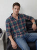 Comfort Fit Checkered Shirt | Navy Blue