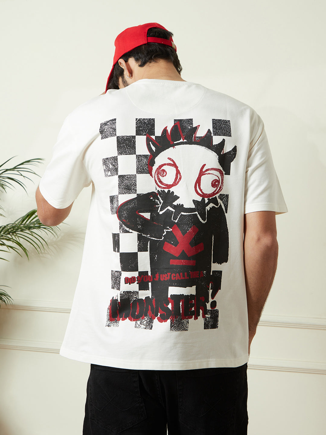 Monster Back Printed T-Shirt in Off White