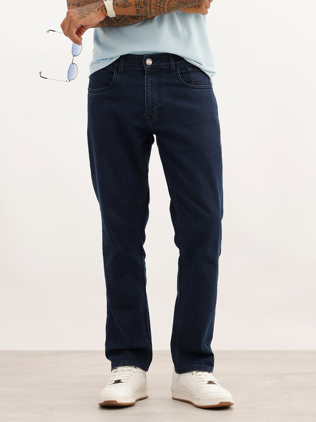 Solid Relaxed Fit Denim Jeans | Dark Blue | WWJN2358MF
