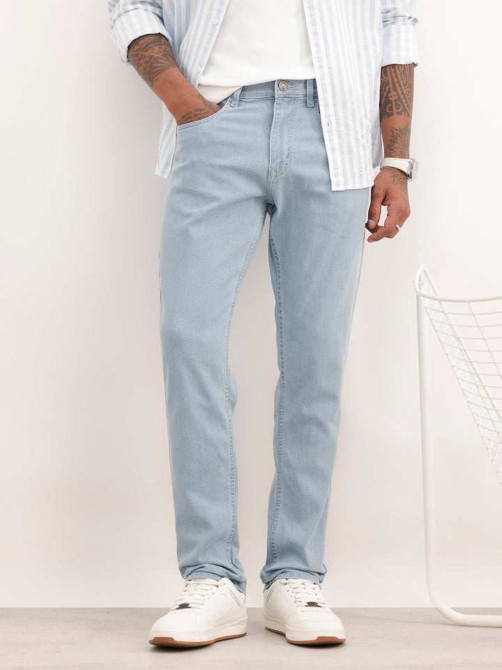 Faded Slim Fit Denim Jeans | Light Blue