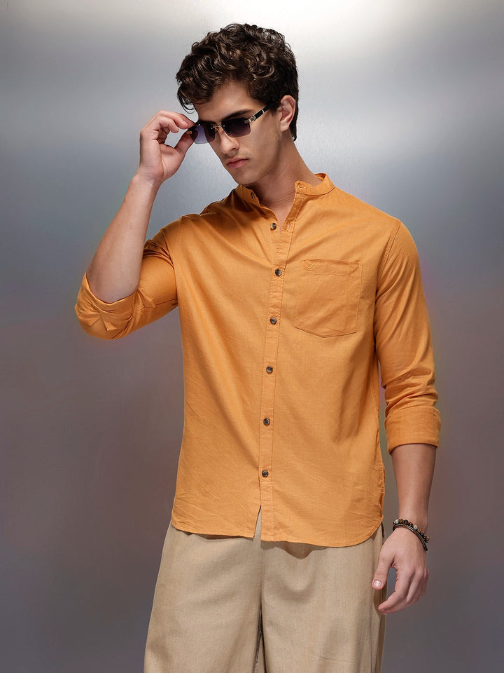 Men's Casual Regular Fit Shirt   |  Yellow