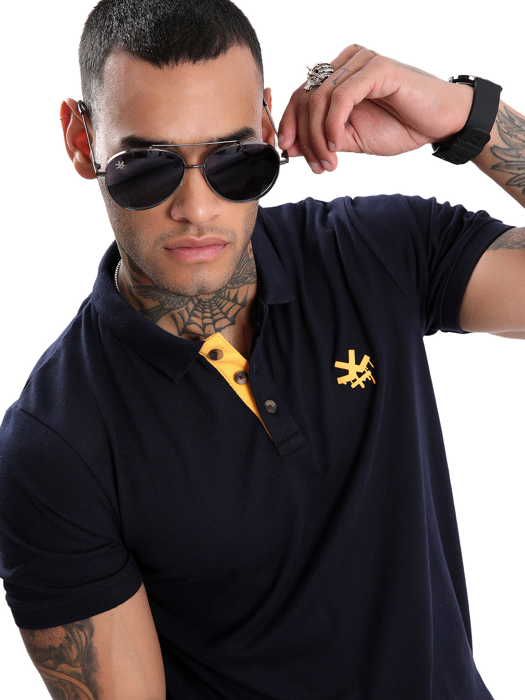 Wrogn Melt Navy Polo T-Shirt