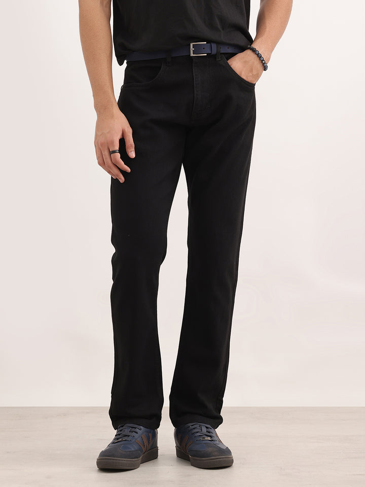 Solid Slim Fit Denim Jeans | Black