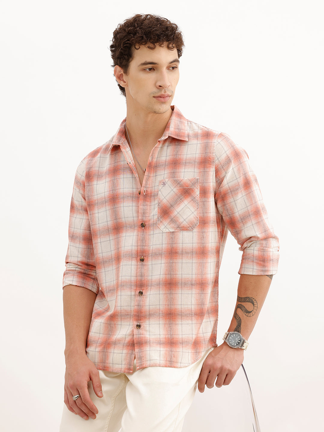 Regular Fit Full Sleeve Checkered Shirt | Red