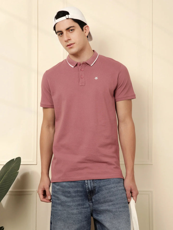 Regular Fit Pique Polo T-Shirt | Pink
