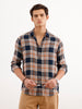 Classic Slim Fit Checkered Shirt  | Navy Blue