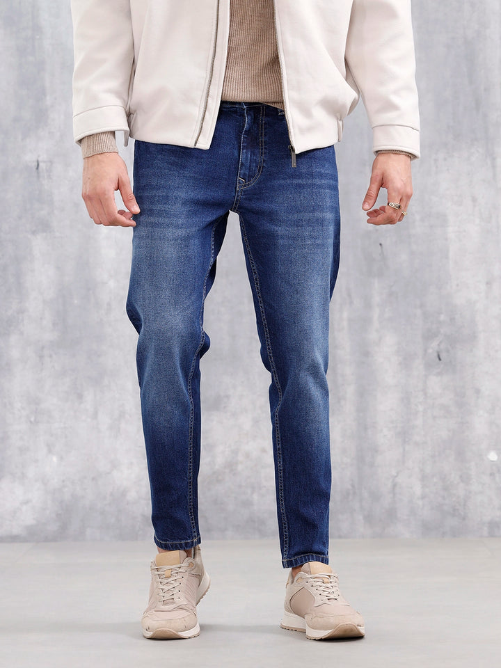 Men Casual Skinny Crop Jeans | Dark Stone