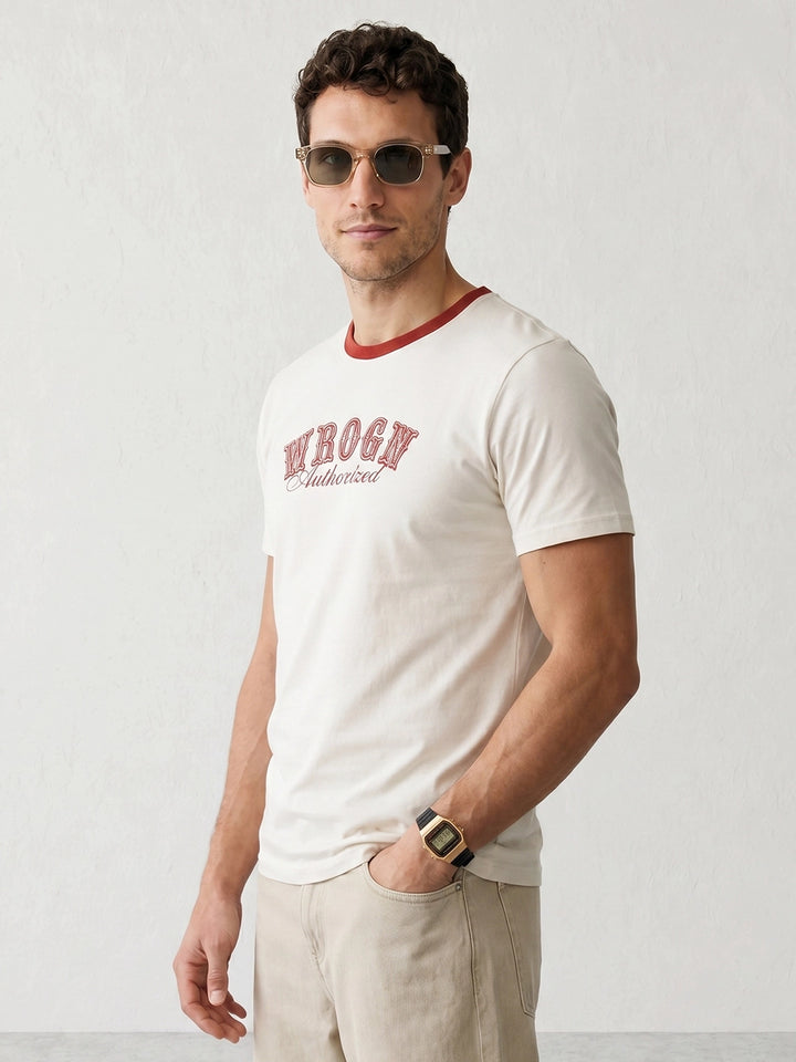 Slim Fit Placement Printed T-Shirt | Off White