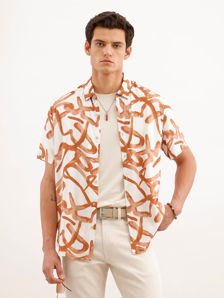 Slim Fit AOP Shirt  | White