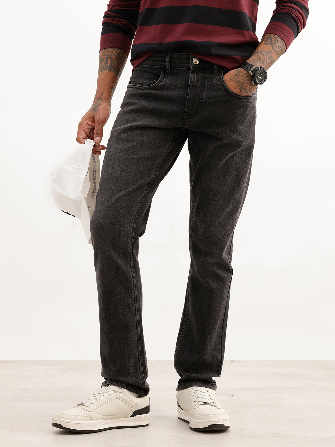 Faded Slim Fit Denim Jeans | Dark Grey