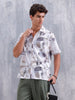 Abstract Aop Printed Comfort Fit Resort Collar Shirt | Grey