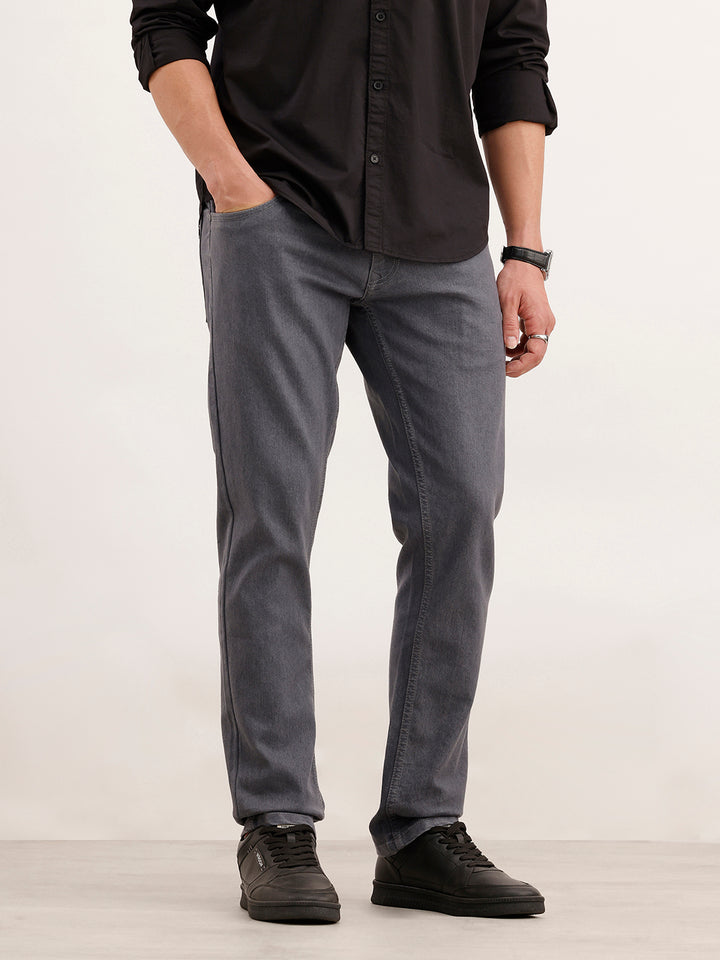 Solid Slim Fit Denim Jeans  | Grey