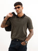 Slim Fit Contrast Collar Polo T-Shirt | Olive