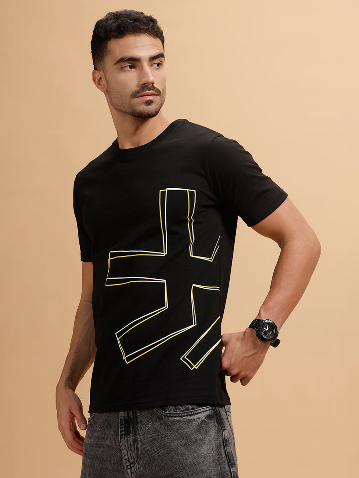Tilt Shift Logo Printed T-Shirt | Black