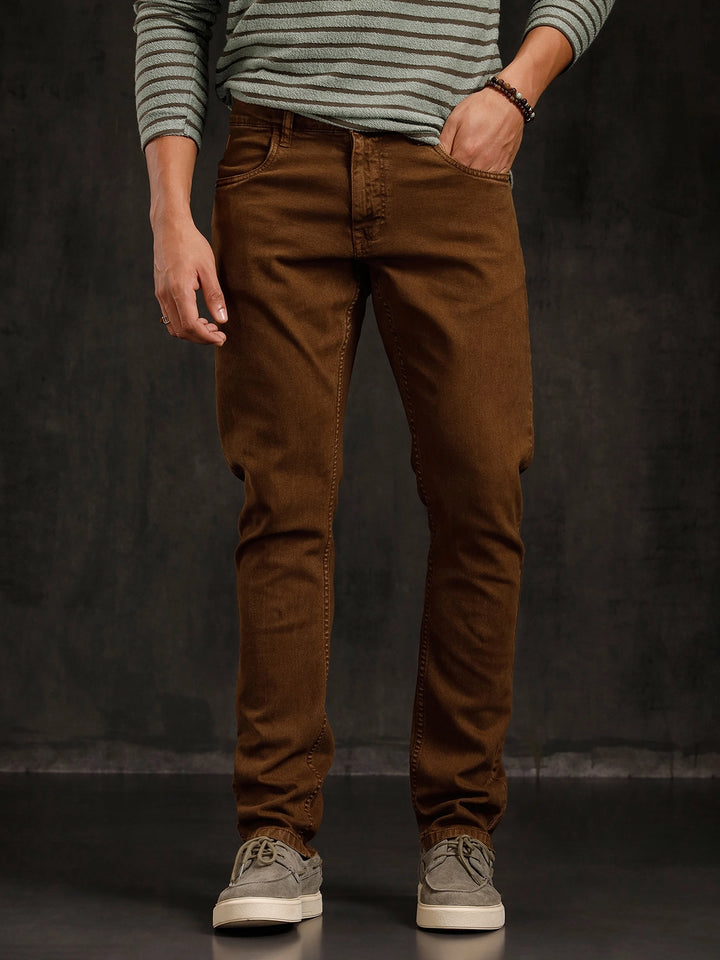 Light Fade Slim Fit Jeans | Dark Khakhi