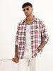 Slim Fit Embroidered Detail Checkered Shirt | Red