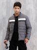 Quilted High Neck Regular Fit Jacket I Grey