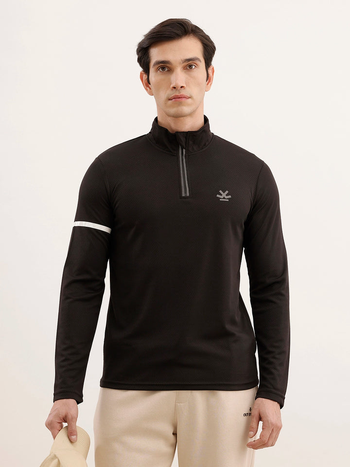 Slim Fit Full Sleeve Active T-Shirt | Black