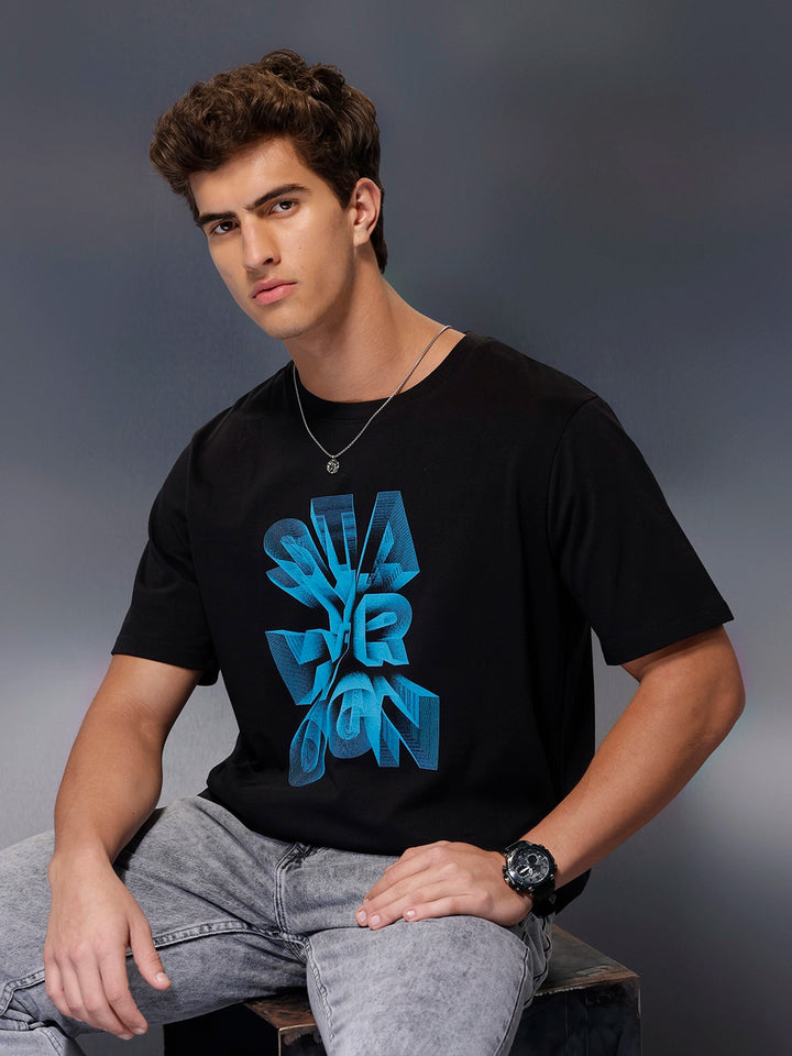 Placement Printed T-Shirt   |  Black