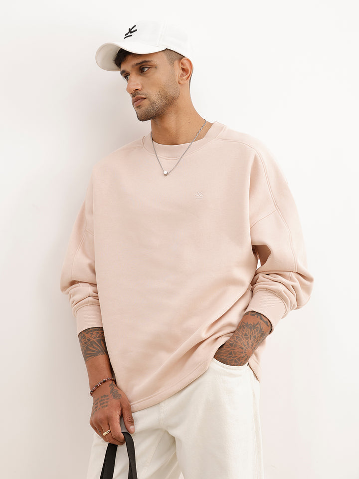 Solid Comfort Fit Sweatshirt | Beige