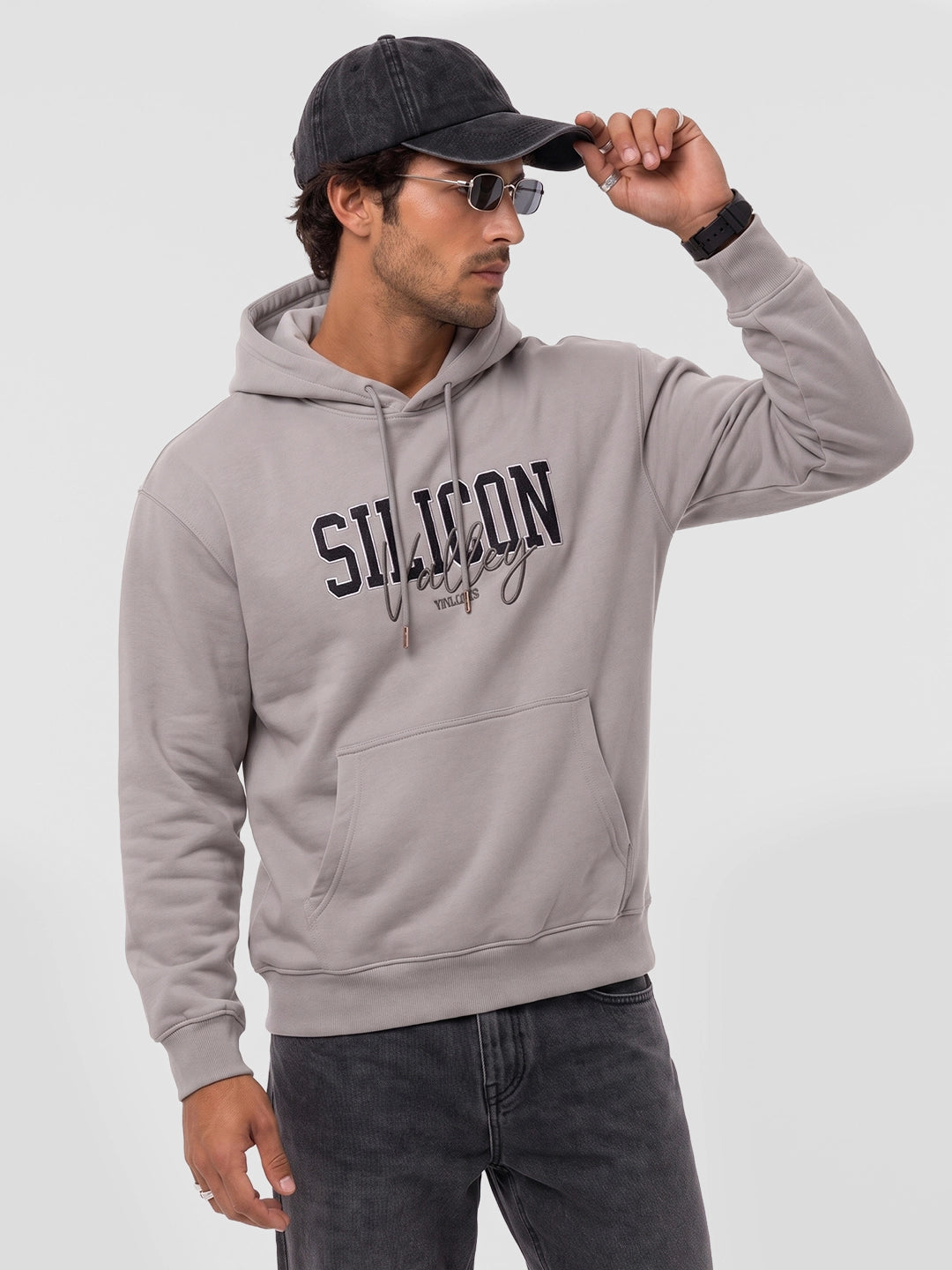 Classic Embroidered Patch Hooded Sweatshirt | Beige | WTSS7390M