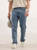 Faded Straight Fit Denim Jeans | Light Blue