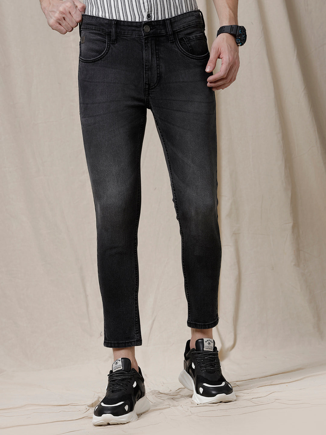 Grey Fade Cropped Jeans