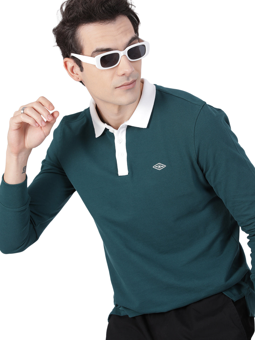 Premium Green Long Sleeve Polo T-Shirt