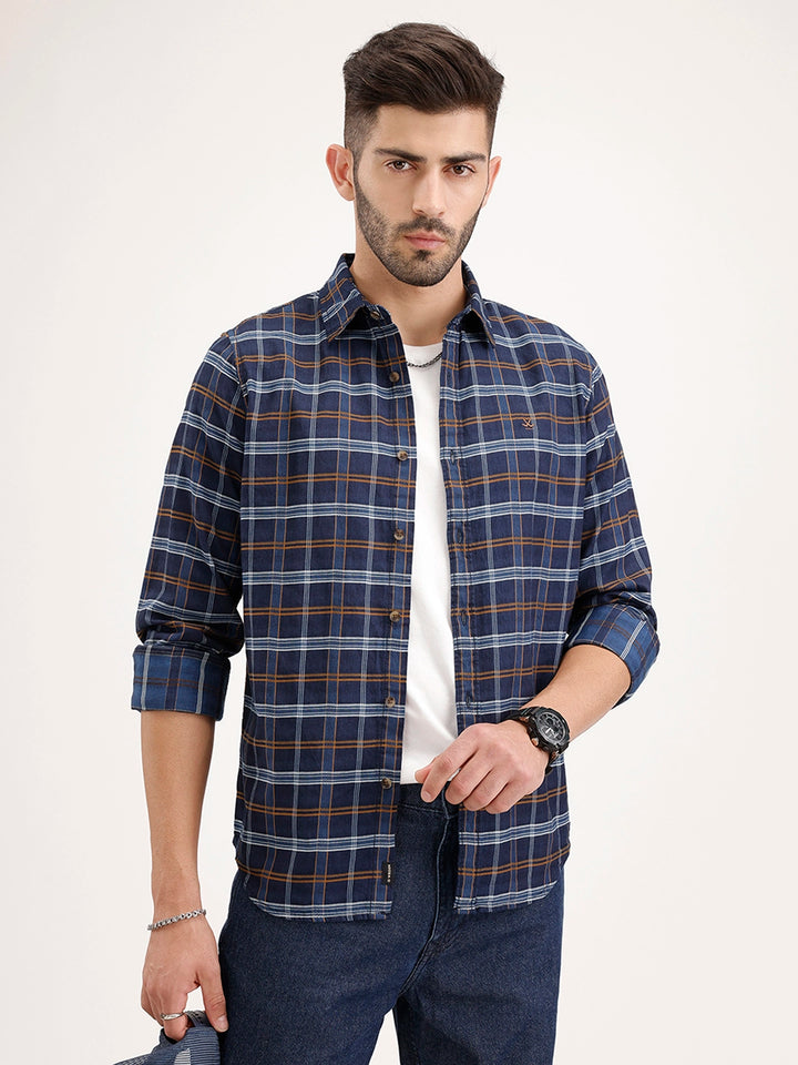 Slim Fit Checkered Shirt | Blue